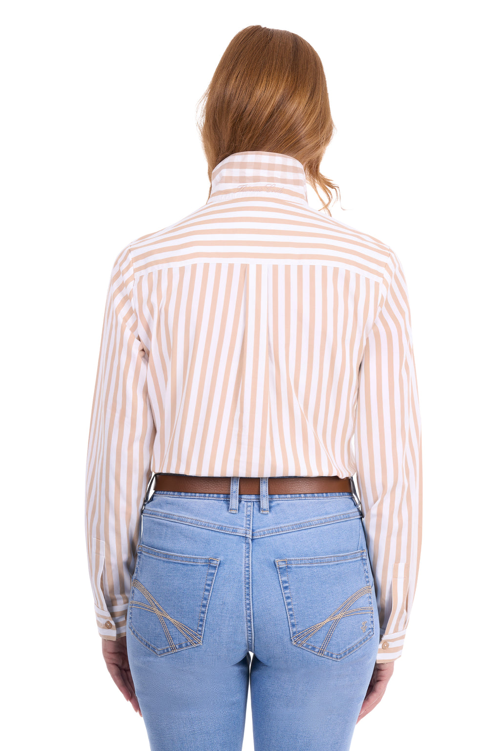 Thomas Cook Women's Ellie Long Sleeve Shirt - Tan/White - T6S2130067
