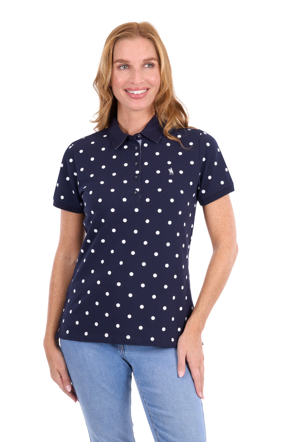 Thomas Cook Women's Tammy Short Sleeve Polo - Navy/White - T6S2523060