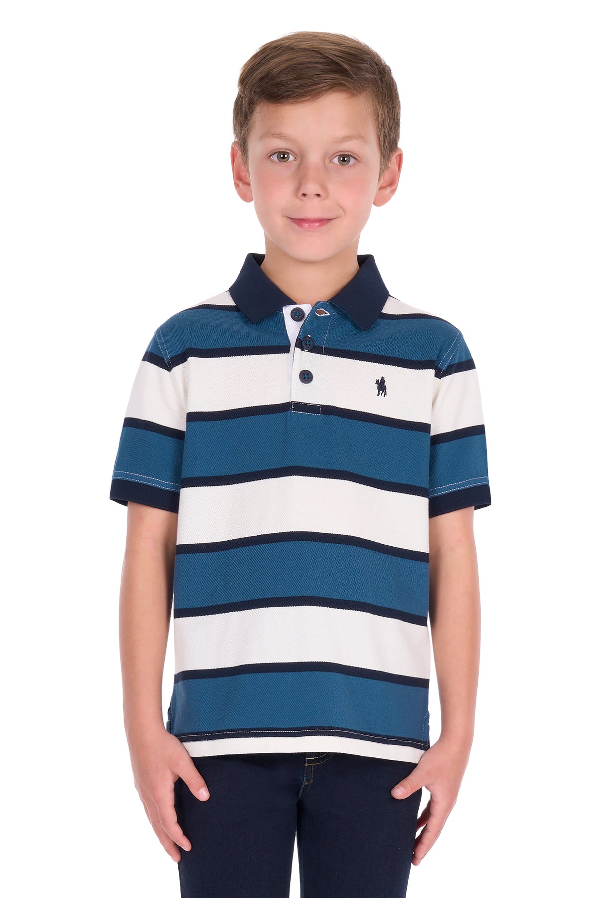 Thomas Cook Boy's Martin Short Sleeve Polo - Off White/Washed Blue - T6S3500022