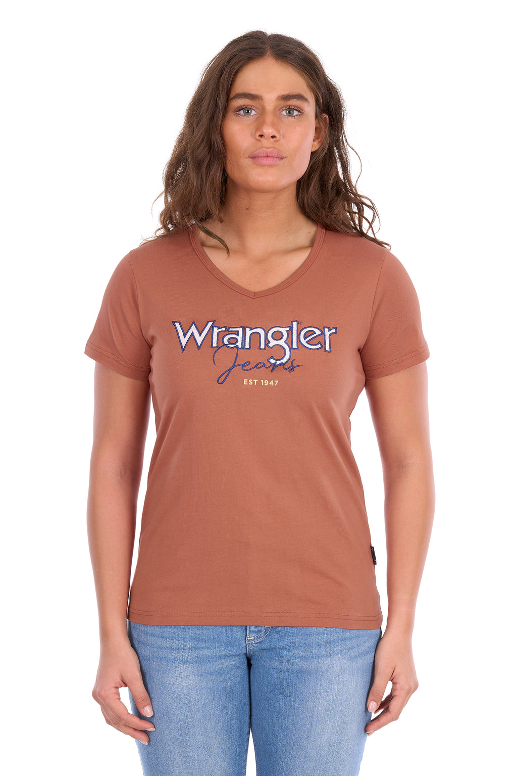 Wrangler Women's Maya V-Neck Short Sleeve Tee - Copper - X6S2599640