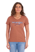 Wrangler Women's Maya V-Neck Short Sleeve Tee - Copper - X6S2599640